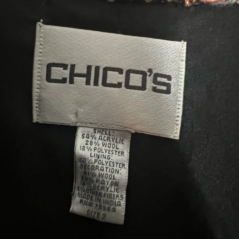 Chico’s Artsy Fuzzy Thread Abstract Unique Jacket Large (2)